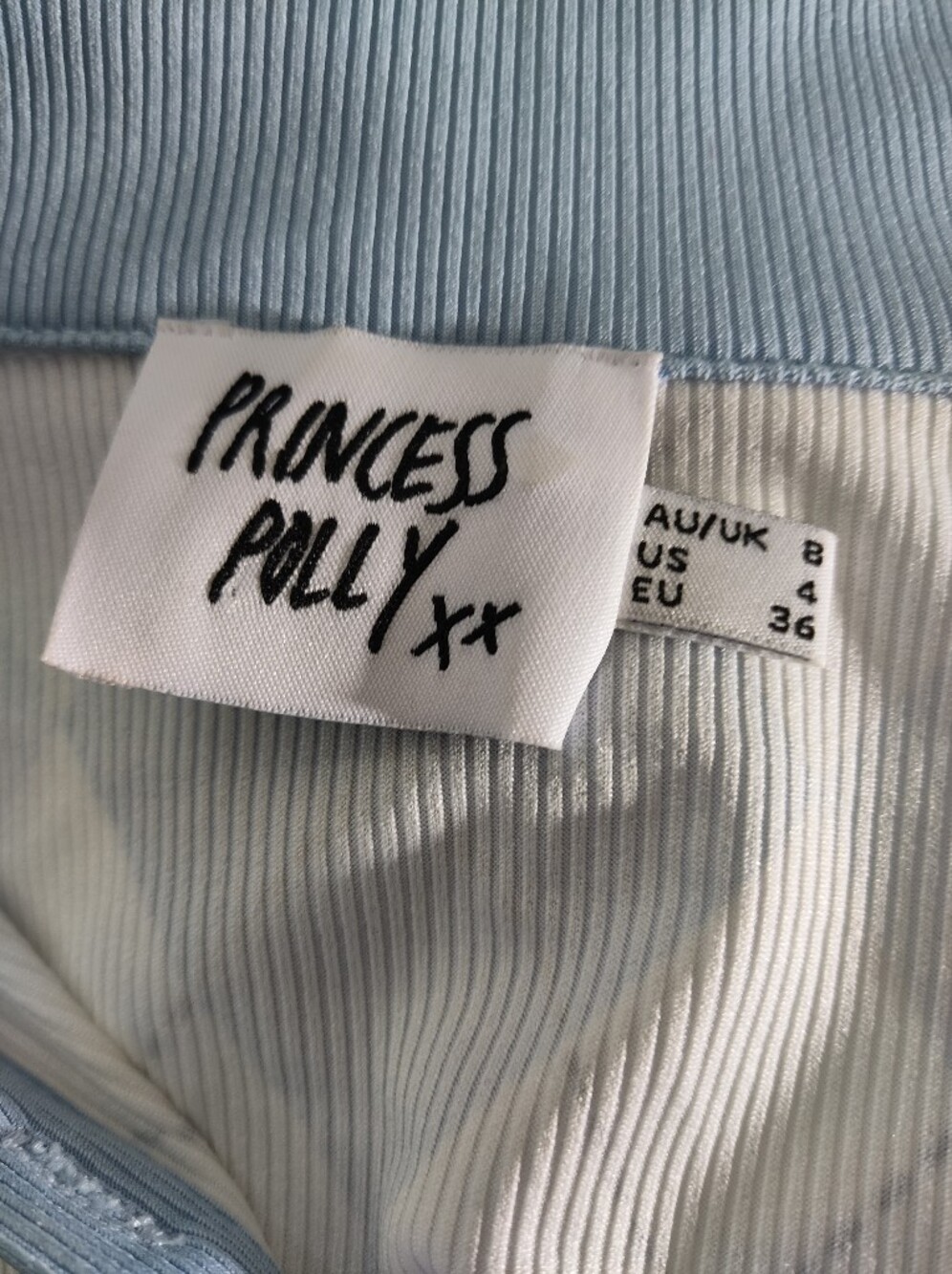 Princess Polly Blue Argyle Ribbed Polo Mini Dress Size 4 - Picture 4 of 7